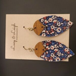 NWT boho handmade pleather earrings